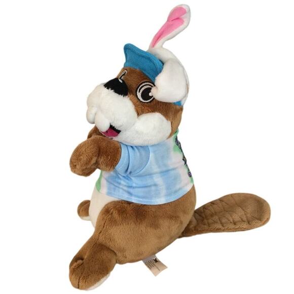 Buc-ee's Easter Bunny Plush 12" Beaver Toy Stuffie Stuffed Animal 2022 Tye Dye - Picture 2 of 9